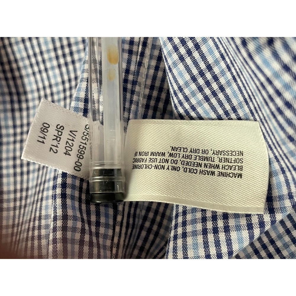Gap Mens Original Fit Non-Iron Gingham Button Down Shirt Blue White M 15-15.5 - Picture 4 of 9